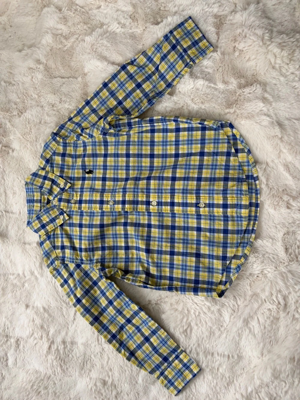 Ralph Lauren Yellow and Blue Plaid Button-Down Shirt